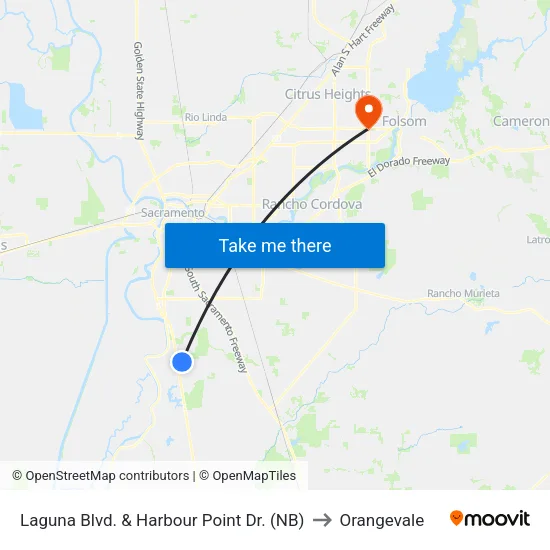 Laguna Blvd. & Harbour Point Dr. (NB) to Orangevale map