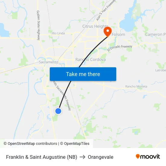 Franklin & Saint Augustine (NB) to Orangevale map
