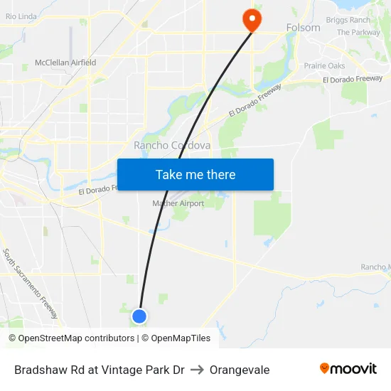 Bradshaw Rd at Vintage Park Dr to Orangevale map