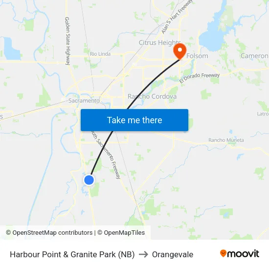 Harbour Point & Granite Park (NB) to Orangevale map
