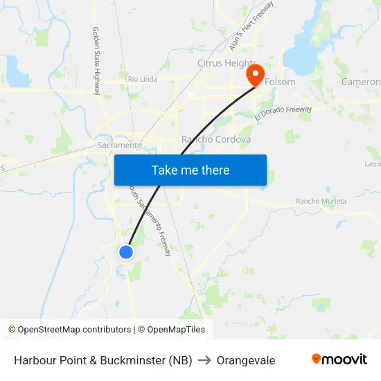Harbour Point & Buckminster (NB) to Orangevale map