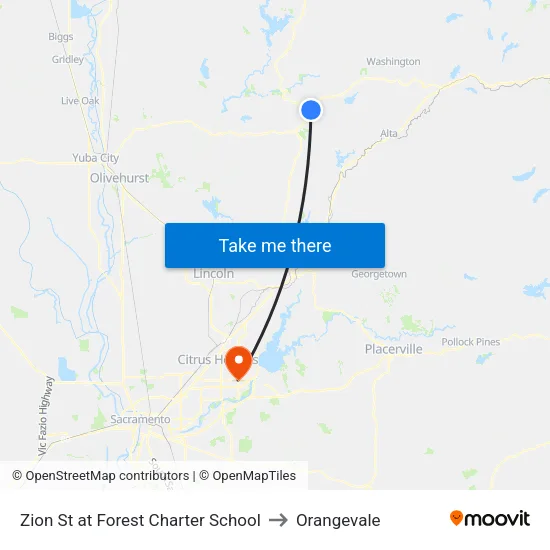 Zion St at Forest Charter School to Orangevale map