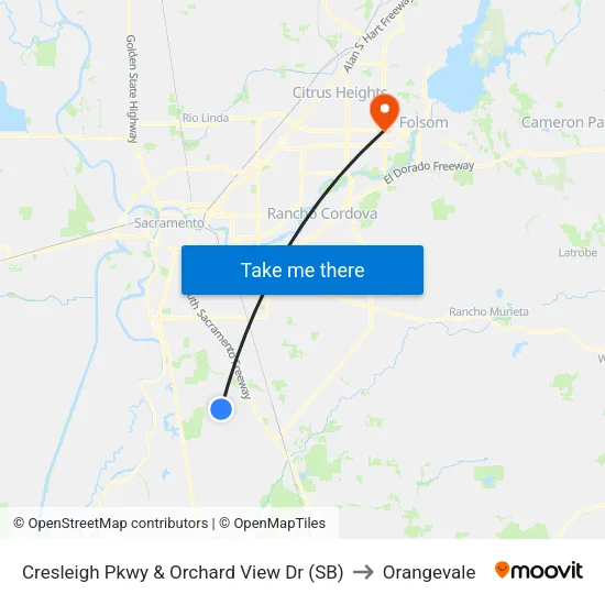 Cresleigh Pkwy & Orchard View Dr (SB) to Orangevale map