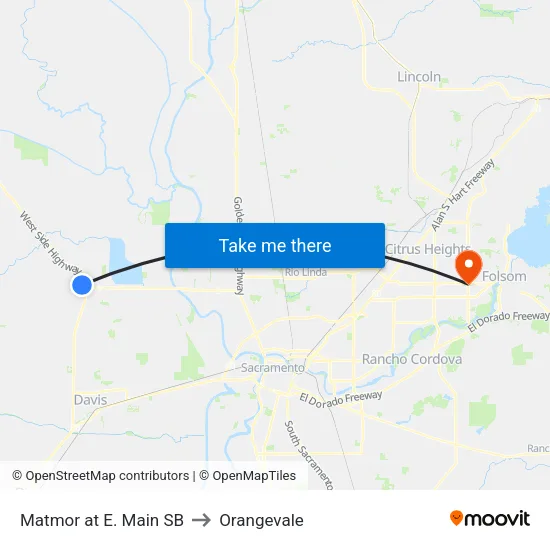 Matmor at E. Main SB to Orangevale map