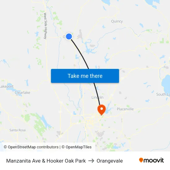 Manzanita Ave & Hooker Oak Park to Orangevale map