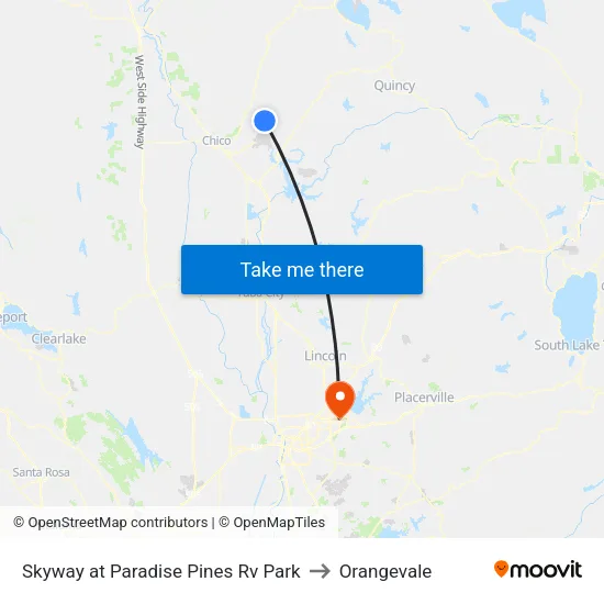 Skyway at Paradise Pines Rv Park to Orangevale map