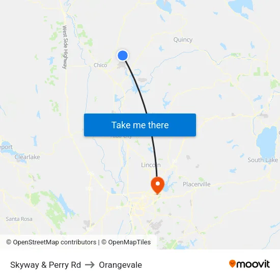 Skyway & Perry Rd to Orangevale map
