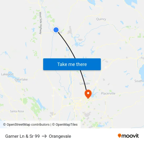 Garner Ln & Sr 99 to Orangevale map