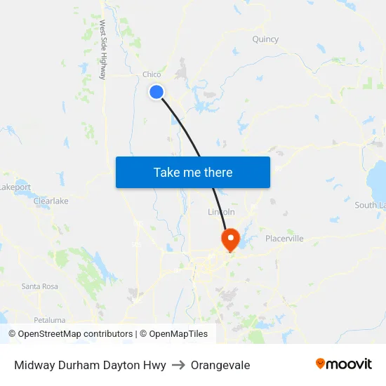 Midway Durham Dayton Hwy to Orangevale map
