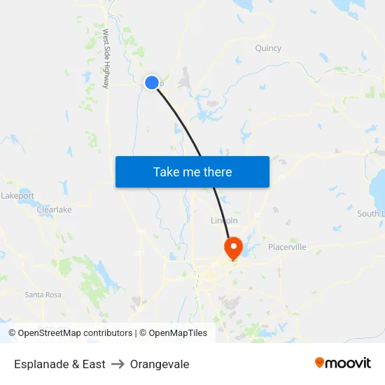 Esplanade & East to Orangevale map