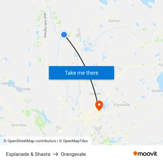 Esplanade & Shasta to Orangevale map