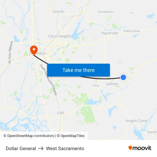 Dollar General to West Sacramento map