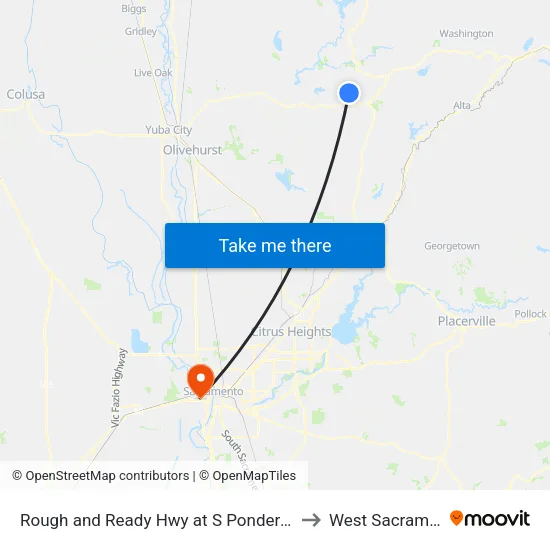 Rough and Ready Hwy at S Ponderosa Way to West Sacramento map