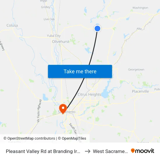 Pleasant Valley Rd at Branding Iron Rd to West Sacramento map