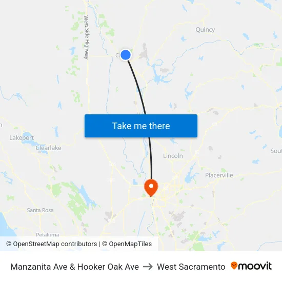 Manzanita Ave & Hooker Oak Ave to West Sacramento map
