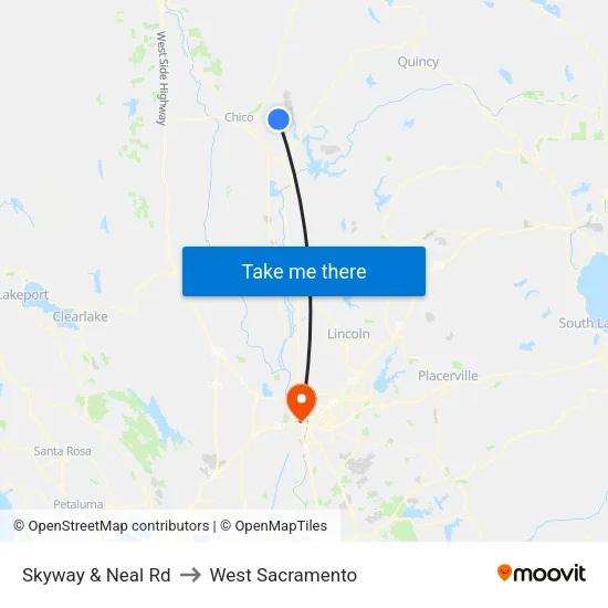 Skyway & Neal Rd to West Sacramento map
