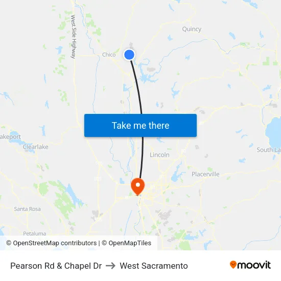 Pearson Rd & Chapel Dr to West Sacramento map