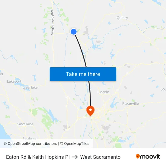 Eaton Rd & Keith Hopkins Pl to West Sacramento map