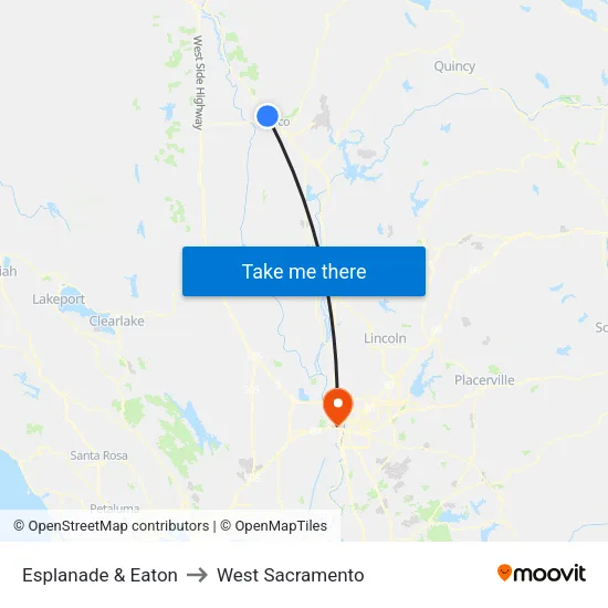 Esplanade & Eaton to West Sacramento map