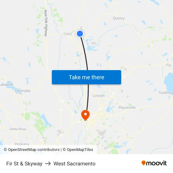 Fir St & Skyway to West Sacramento map