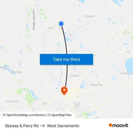 Skyway & Perry Rd to West Sacramento map