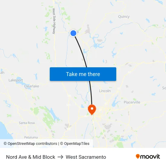 Nord Ave & Mid Block to West Sacramento map