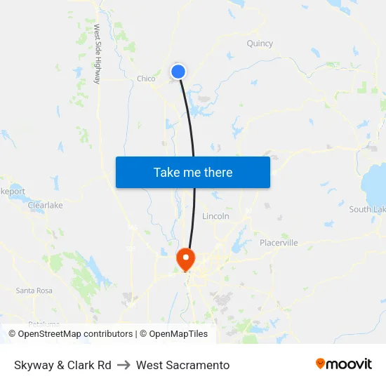 Skyway & Clark Rd to West Sacramento map