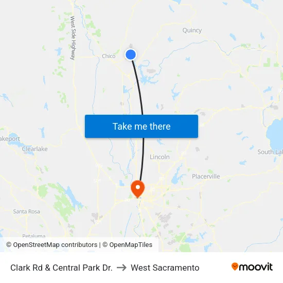 Clark Rd & Central Park Dr. to West Sacramento map