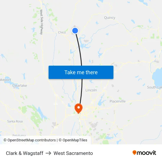Clark & Wagstaff to West Sacramento map
