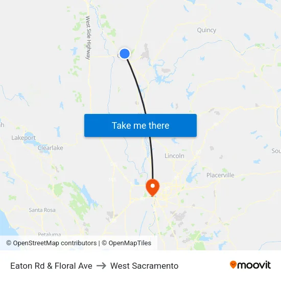 Eaton Rd & Floral Ave to West Sacramento map