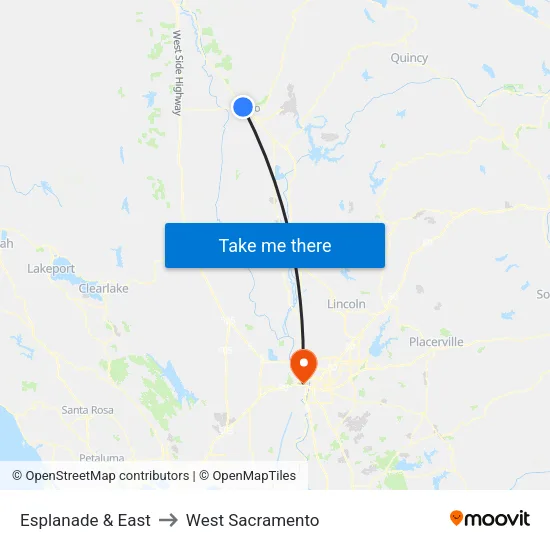 Esplanade & East to West Sacramento map
