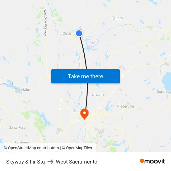 Skyway & Fir Stq to West Sacramento map