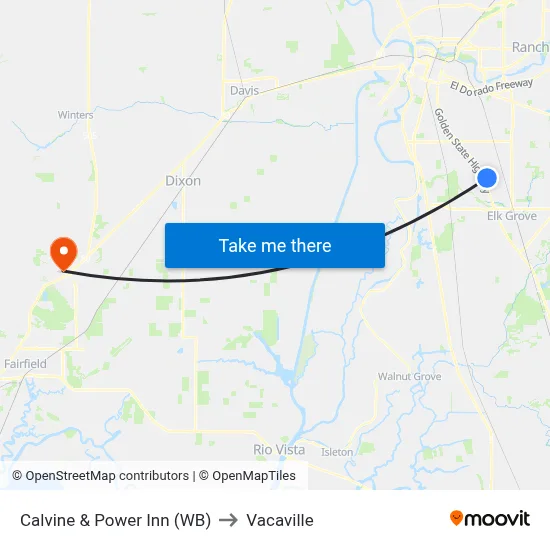 Calvine & Power Inn (WB) to Vacaville map