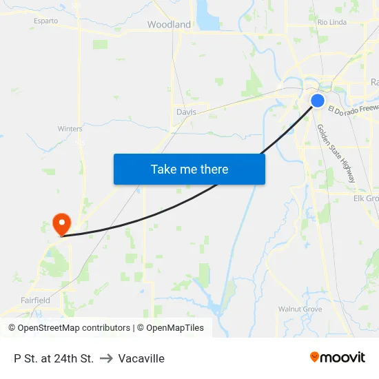 P St. at 24th St. to Vacaville map