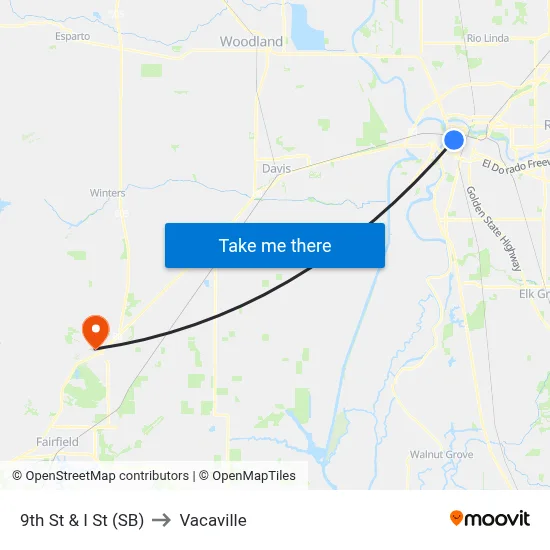 9th St & I St (SB) to Vacaville map