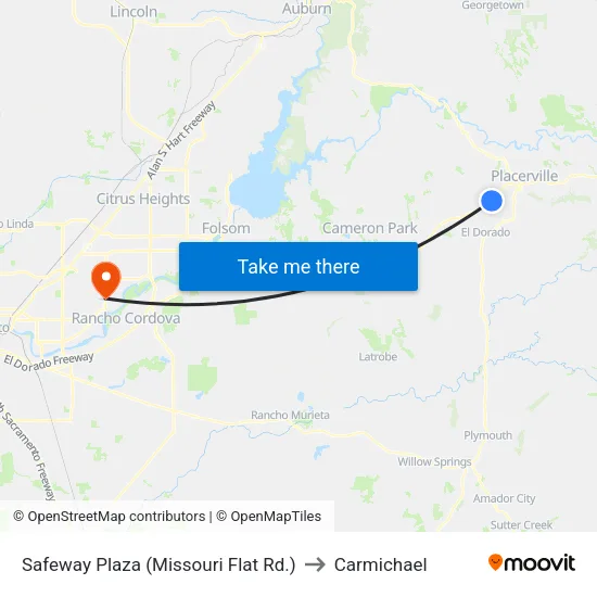 Safeway Plaza (Missouri Flat Rd.) to Carmichael map