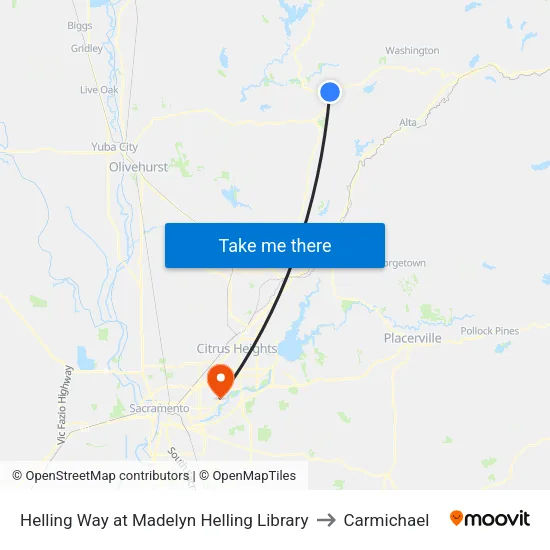 Helling Way at Madelyn Helling Library to Carmichael map
