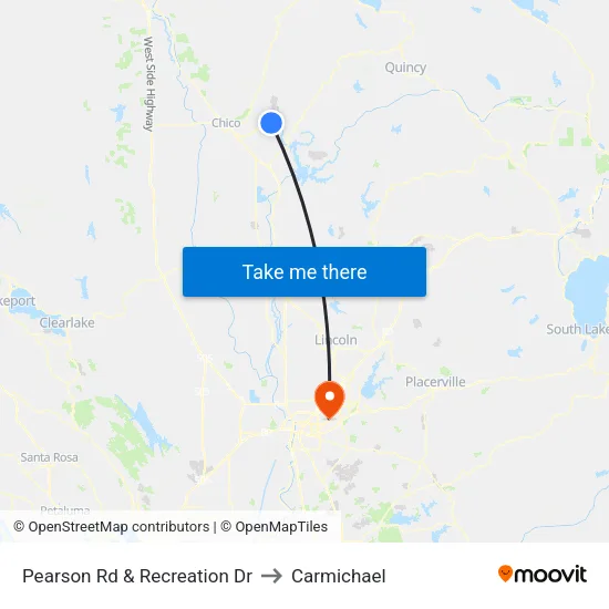 Pearson Rd & Recreation Dr to Carmichael map