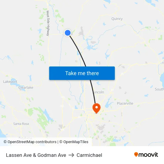 Lassen Ave & Godman Ave to Carmichael map