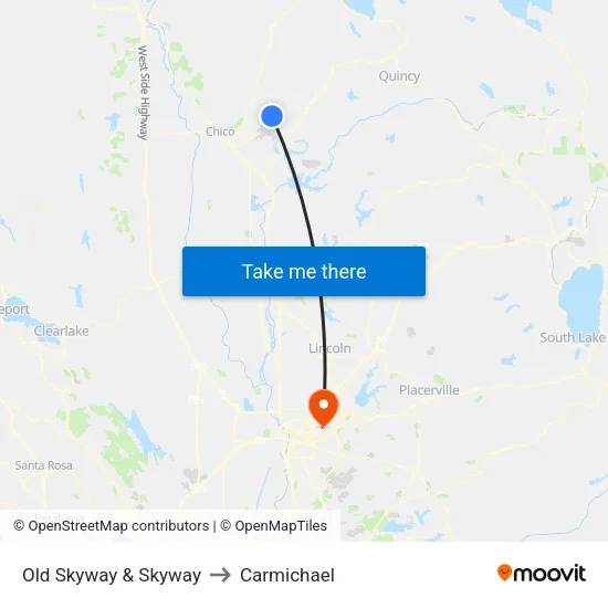 Old Skyway & Skyway to Carmichael map