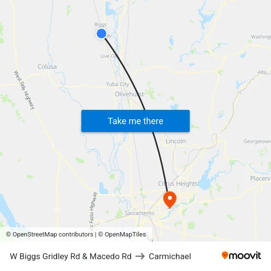 W Biggs Gridley Rd & Macedo Rd to Carmichael map