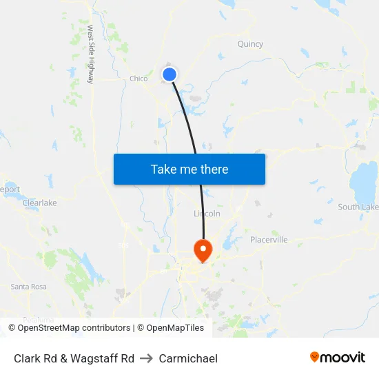 Clark Rd & Wagstaff Rd to Carmichael map