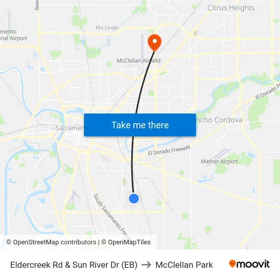 Eldercreek Rd & Sun River Dr (EB) to McClellan Park map