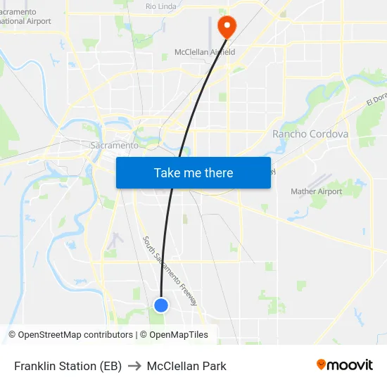 Franklin Station (EB) to McClellan Park map