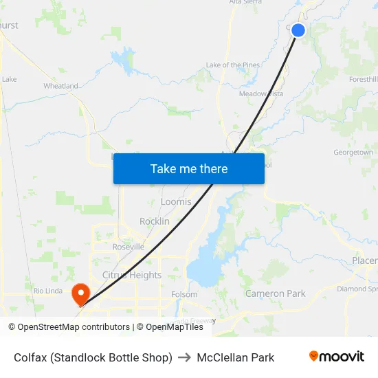 Colfax (Standlock Bottle Shop) to McClellan Park map