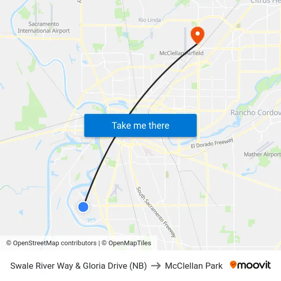Swale River Way & Gloria Drive (NB) to McClellan Park map