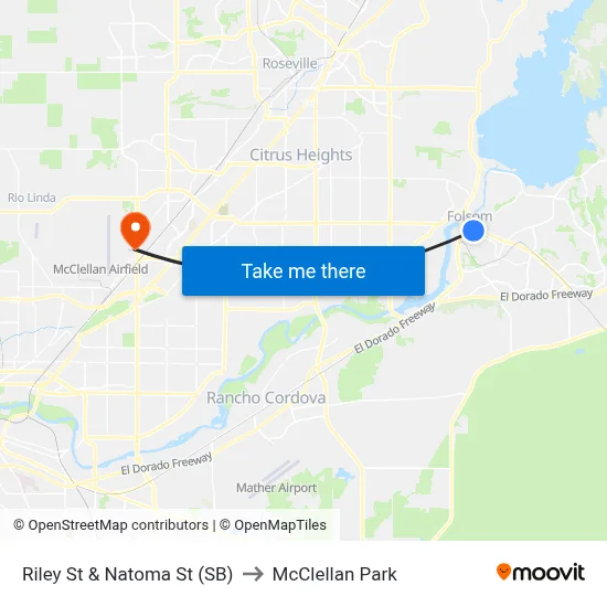 Riley St & Natoma St (SB) to McClellan Park map