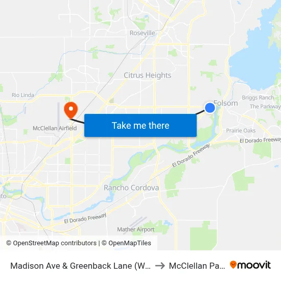 Madison Ave & Greenback Lane (WB) to McClellan Park map