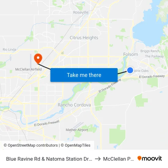 Blue Ravine Rd & Natoma Station Dr (EB) to McClellan Park map