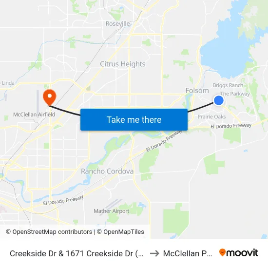 Creekside Dr & 1671 Creekside Dr (WB) to McClellan Park map